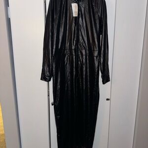 SHEIN Black Faux Leather Jumpsuit - Size Large